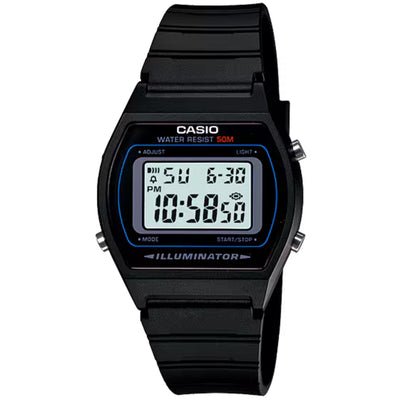 Casio Timeless W-202-1AVEF digital herrklocka med svart urtavla och armband i resin