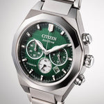Citizen Zenshin Senkei Super Titanium CA4691-59X analog herrklocka med grön urtavla och armband i titan