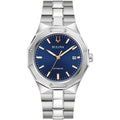 Bulova Classic 96B463 analog herrklocka med blå urtavla och armband i rostfritt stål