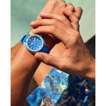 Bulova Snorkel 98B445 analog herrklocka med blå urtavla och armband i gummi