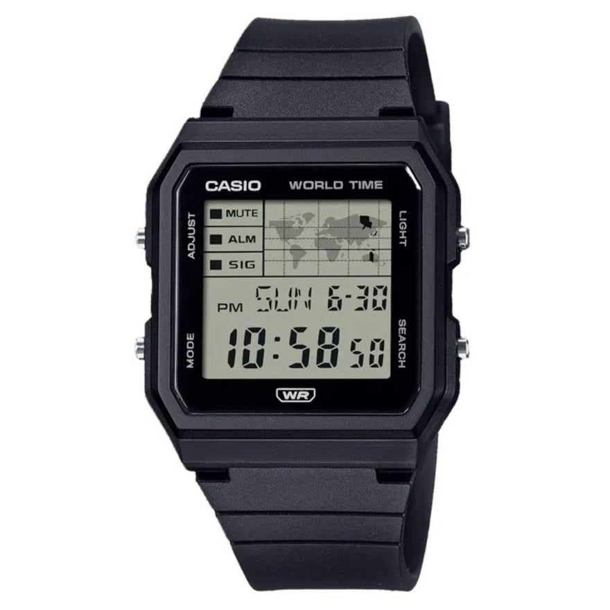 Casio Timeless LF-30W-1AEF digital unisexklocka med svart urtavla och armband i resin