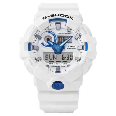 Casio G-Shock Hidden Glow GA-700HDS-7AER analog herrklocka med vit urtavla och armband i resin