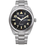 Citizen Eco-Drive Titanium BM8560-88E analog herrklocka med svart urtavla och armband i titan