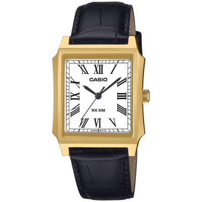 Casio Timeless MTP-B190GL-7BVEF analog unisexklocka med vit urtavla och armband i läder