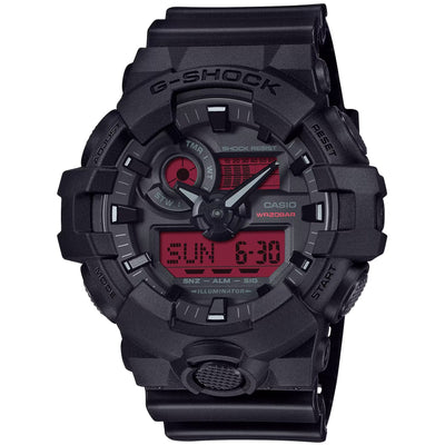Casio G-Shock GA-700BBR-1AER digital unisexklocka med svart urtavla och armband i resin
