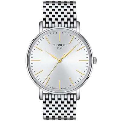 Tissot Classic Everytime T143.410.11.011.01 analog unisexklocka med silver urtavla och armband i rostfritt stål