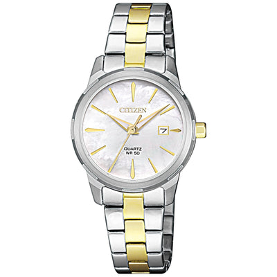 Citizen damklocka EU6074-51D analog damklocka med vit urtavla och armband i rostfritt stål