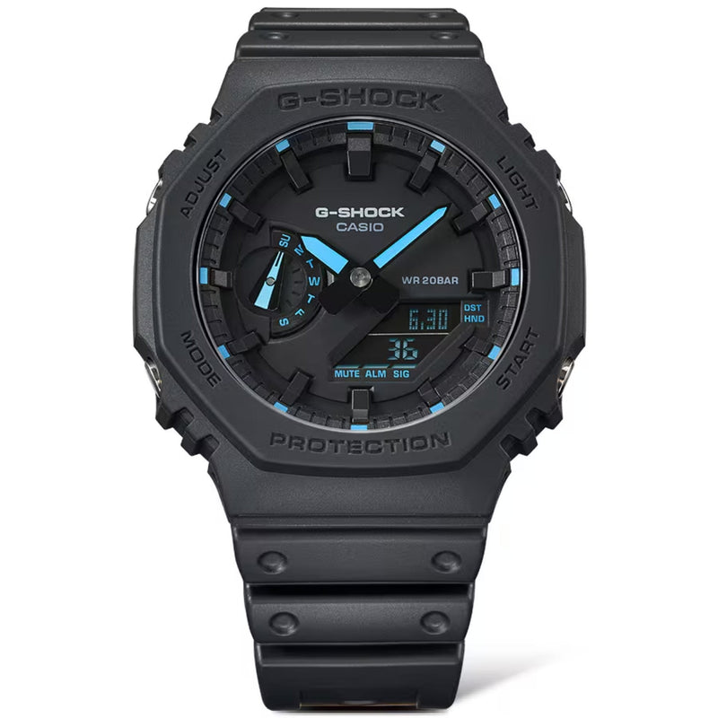 Casio G-Shock GA-2100-1A2ER analog herrklocka med svart urtavla och armband i resin