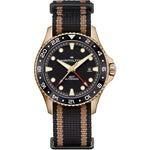 Hamilton Khaki Navy Scuba Automatic GMT H82565930 analog herrklocka med svart urtavla och armband i textil