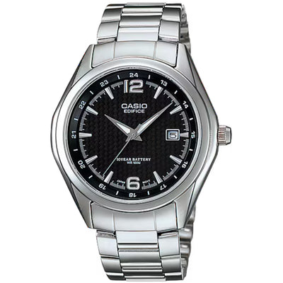Casio Edifice EF-121D-1AVEG analog herrklocka med svart urtavla och armband i rostfritt stål