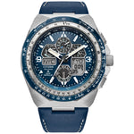 Citizen Promaster Skyhawk JY8148-08L analog herrklocka med blå urtavla och armband i läder