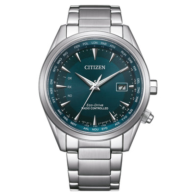 Citizen Eco-Drive Radio Controlled CB0270-87L analog herrklocka med blå urtavla och armband i rostfritt stål