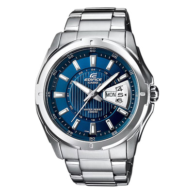 Casio Edifice EF-129D-2AVEF analog herrklocka med blå urtavla och armband i rostfritt stål