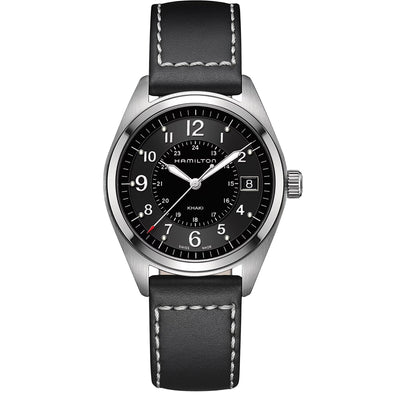 Hamilton Khaki H68551733 analog herrklocka med svart urtavla och armband i läder