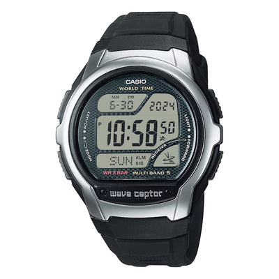Casio Wave Ceptor WV-58R-1AEF digital herrklocka med svart urtavla och armband i resin