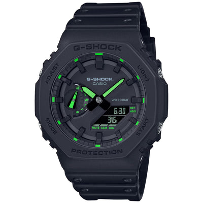 Casio G-Shock GA-2100-1A3ER analog herrklocka med svart urtavla och armband i resin