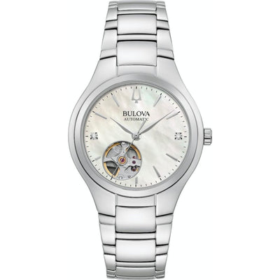 Bulova Sutton 96P247 analog damklocka med beige urtavla och armband i rostfritt stål