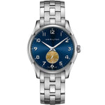 Hamilton Jazzmaster Thinline Small H38411140 analog herrklocka med blå urtavla och armband i rostfritt stål