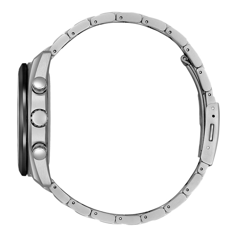 Citizen Tsuki-yomi Radio Controlled BY1018-80E analog herrklocka med svart urtavla och armband i titan
