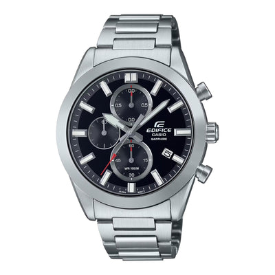 Casio Edifice Chronograph EFB-710D-1AVUEF analog herrklocka med svart urtavla och armband i rostfritt stål