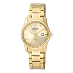 Citizen Classic EU6002-51P analog damklocka med guld urtavla och armband i rostfritt stål