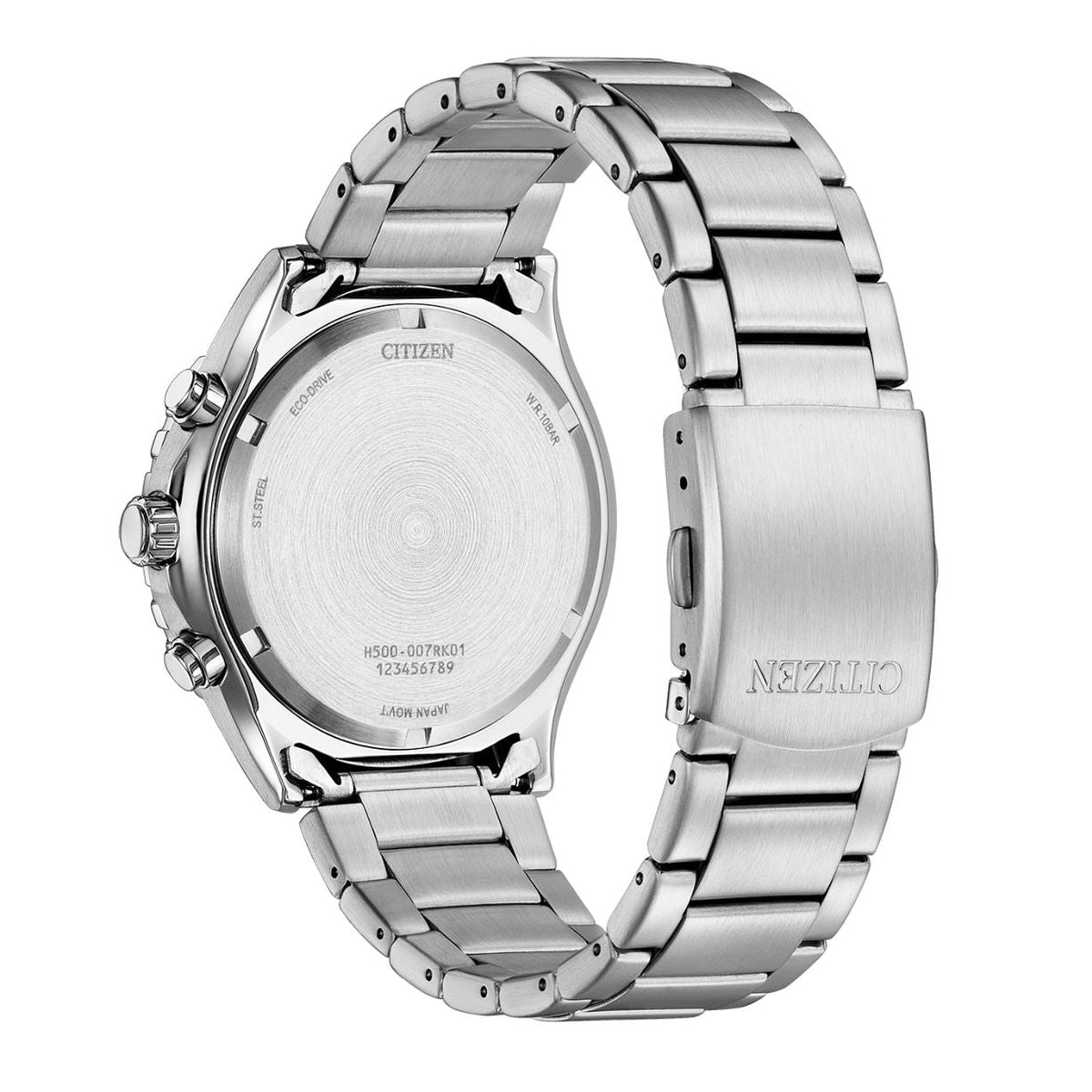 Citizen Eco-Drive Chronograph AT2560-84X analog herrklocka med orange urtavla och armband i rostfritt stål
