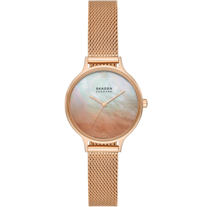 Skagen Anita Lille SKW3107 analog damklocka med orange urtavla och armband i rostfritt stål