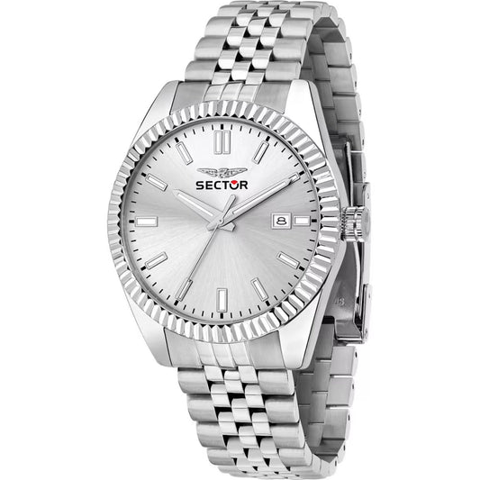 Sector 240 R3253240014 analog herrklocka med silver urtavla och armband i rostfritt stål