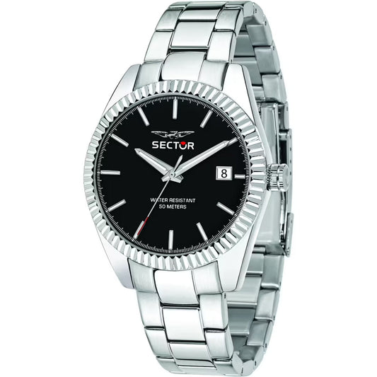 Sector 240 R3253240011 analog herrklocka med svart urtavla och armband i rostfritt stål