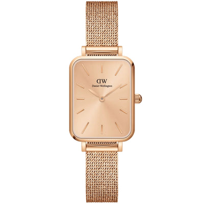 Daniel Wellington Quadro Pressed Unitone analog damklocka med roséguld urtavla och armband i rostfritt stål