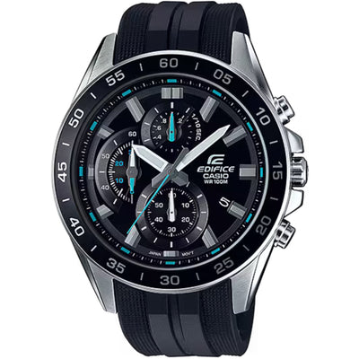Casio Edifice EFV-550P-1AVUEF analog herrklocka med svart urtavla och armband i gummi