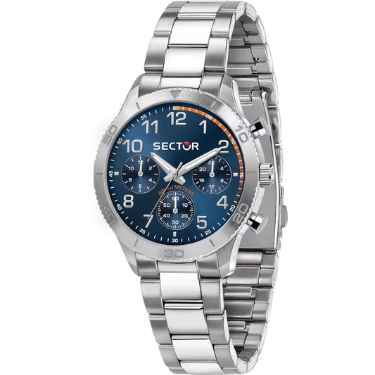 Sector 270 Kronograf R3253578018 analog herrklocka med blå urtavla och armband i rostfritt stål