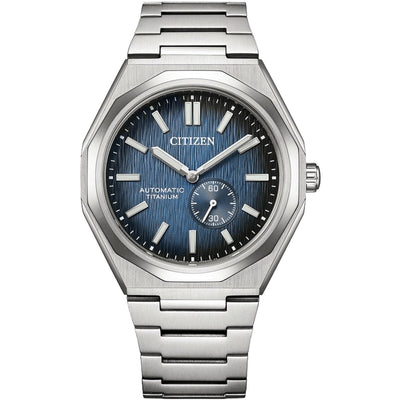 Citizen Super Titanium zenshin NK5020-58M analog herrklocka med blå urtavla och armband i titan