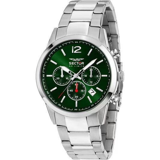 Sector 660 Kronograf R3273617003 analog herrklocka med grön urtavla och armband i rostfritt stål