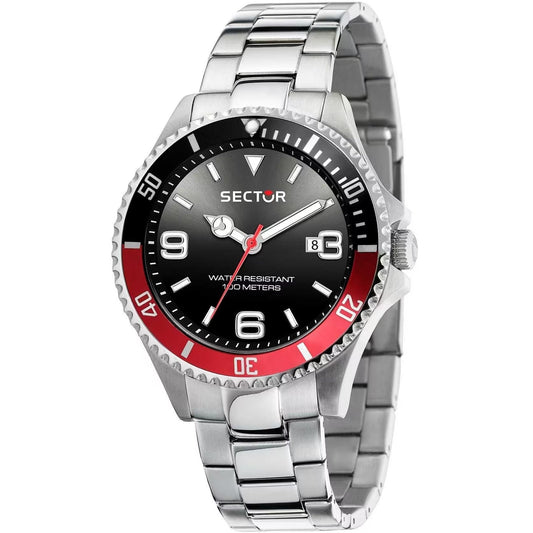 Sector 230 R3253161021 analog herrklocka med svart urtavla och armband i rostfritt stål