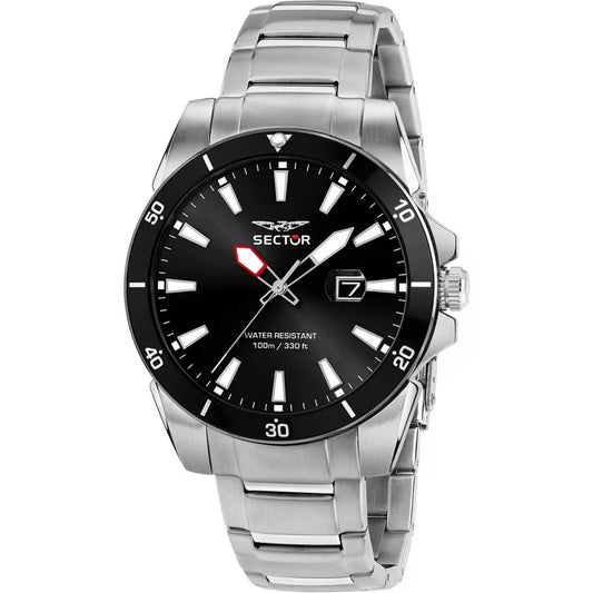 Sector 450 R3253276011 analog herrklocka med svart urtavla och armband i rostfritt stål