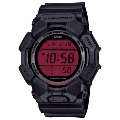 Casio G-Shock GD-010BBR-1ER digital herrklocka med rött urtavla och armband i resin
