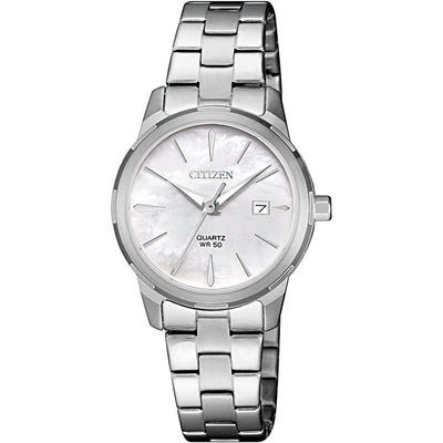 Citizen Elegance EU6070-51D analog damklocka med vit urtavla och armband i rostfritt stål