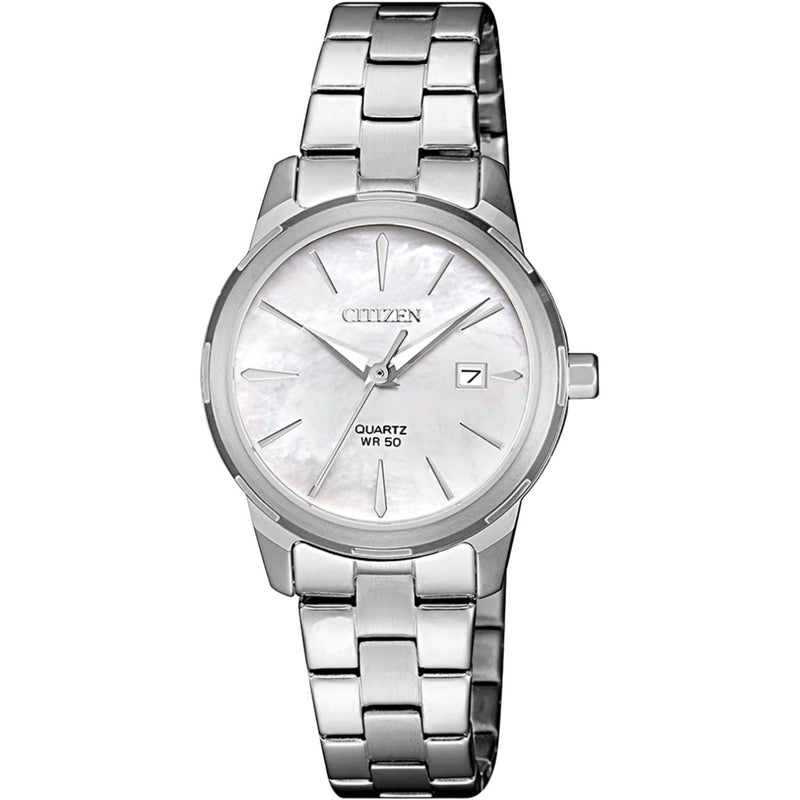 Citizen Elegance EU6070-51D analog damklocka med vit urtavla och armband i rostfritt stål