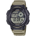 Casio Timeless World Time AE-1000W-5AVEF digital herrklocka med svart urtavla och armband i resin