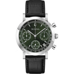 Bulova Classic 96B457 analog herrklocka med grön urtavla och armband i läder