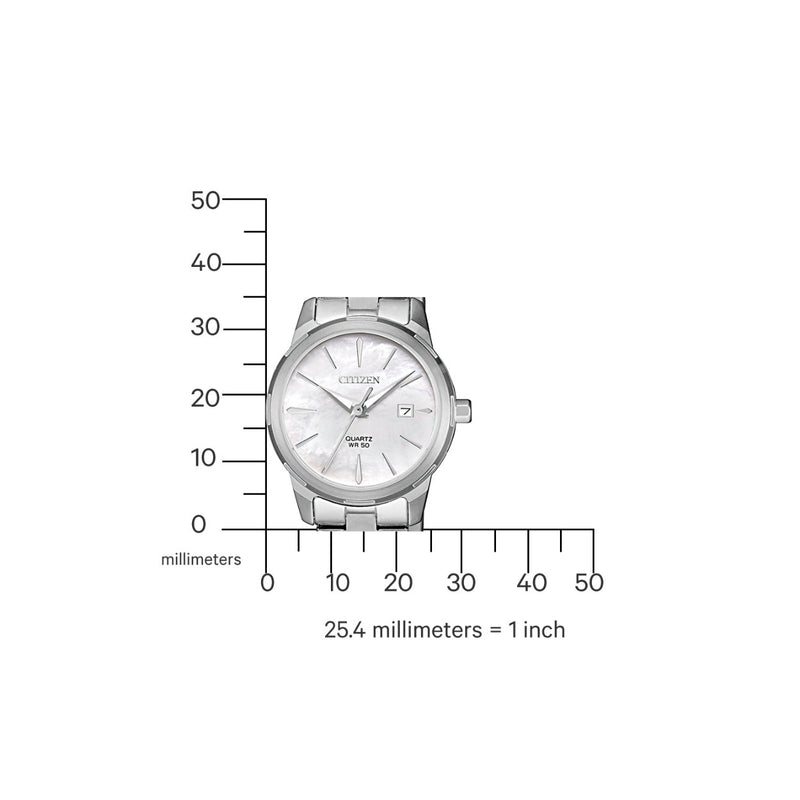 Citizen Elegance EU6070-51D analog damklocka med vit urtavla och armband i rostfritt stål