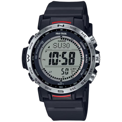 Casio Pro Trek PRW-35-1AER analog herrklocka med svart urtavla och armband i resin