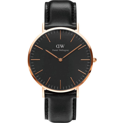 Daniel Wellington Classic Sheffield DW00100127 analog herrklocka med svart urtavla och armband i läder