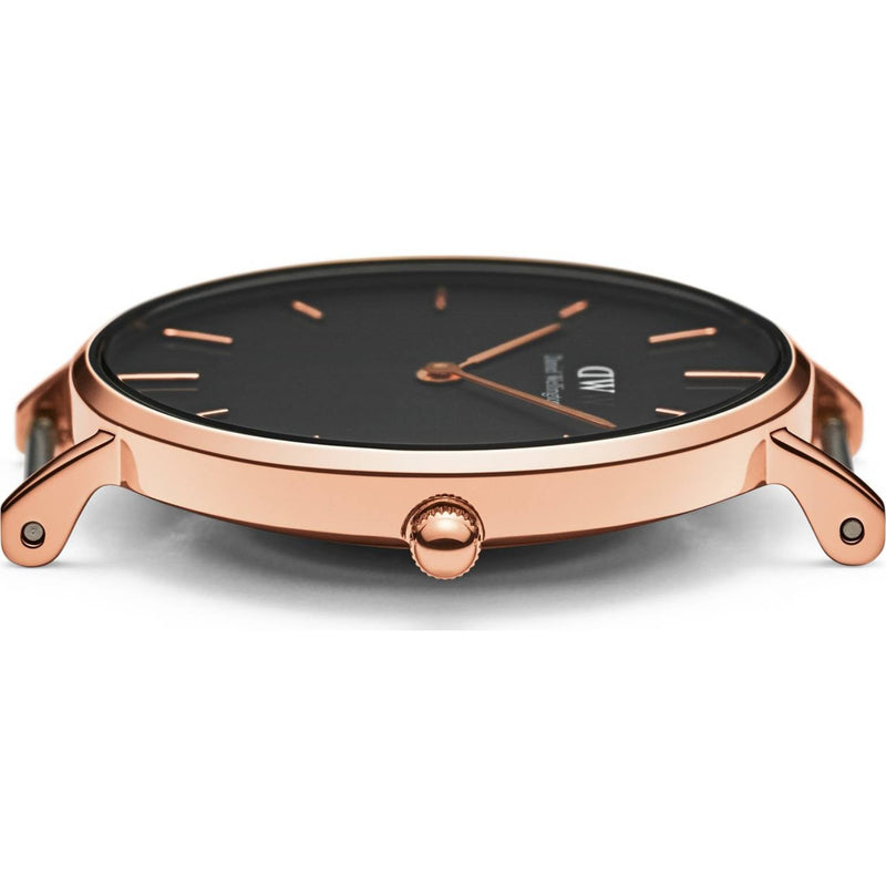 Daniel Wellington Classic Petite DW00100201 analog damklocka med svart urtavla och armband i rostfritt stål