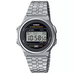 Casio Vintage A171WE-1AEF digital herrklocka med silver urtavla och armband i rostfritt stål