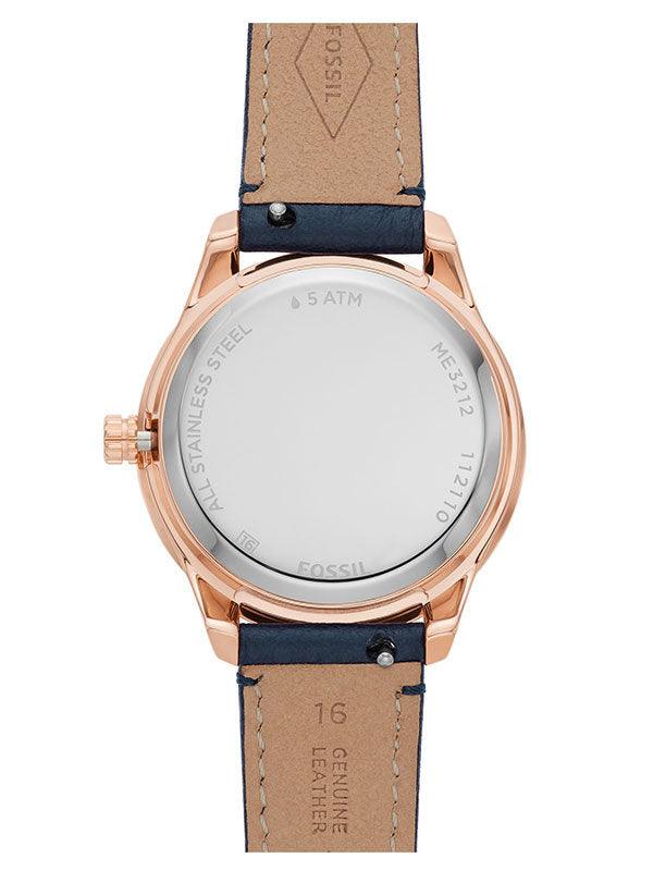 Fossil Stella ME3212 analog damklocka med roséguld urtavla och armband i läder