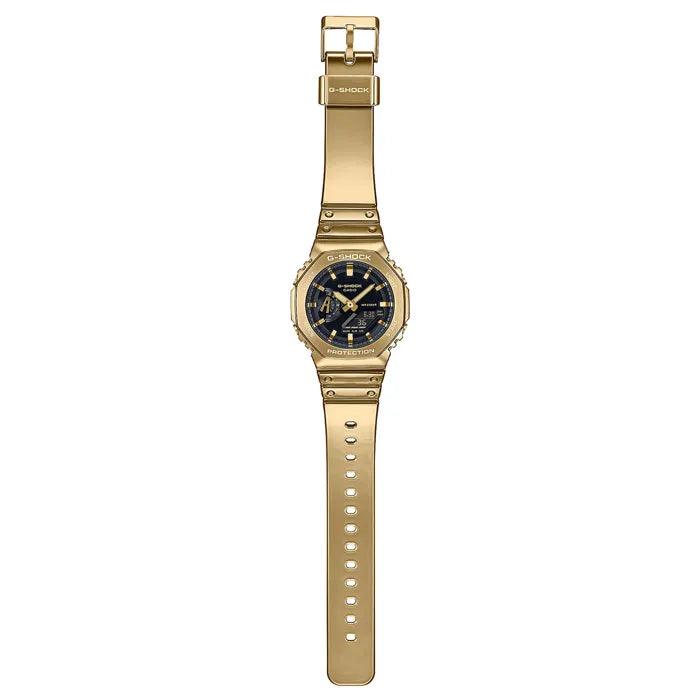 Casio G-Steel GM-2100YMG-9AER ana-digi unisexklocka med svart urtavla och armband i rostfritt stål